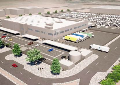 Recreación del almacén de reparto que está construyendo Amazon en Plaza.