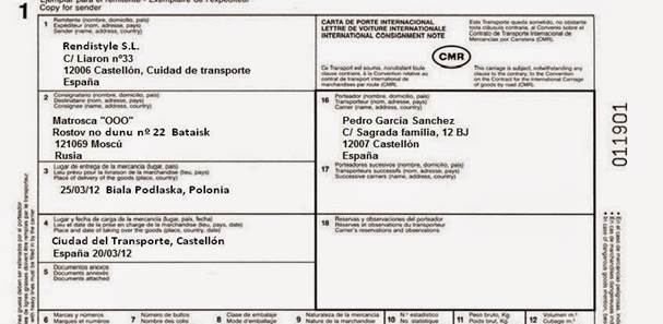 Documentos Envío Internacional El CMR En El Transporte Internacional Por  Carretera | La Clase De Óscar Pack 50 Unidades Cmr