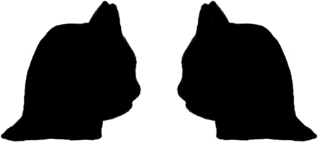 Siluetas de las cabezas de dos gatos que también se pueden ver como una copa.