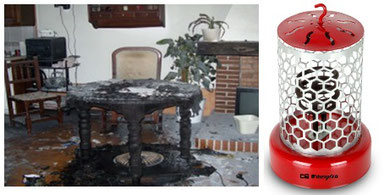 Mesa camilla quemada y posible solución para evitarlo