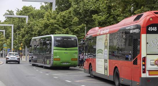 Dos autobuses de Avanza, en el paseo de la Independencia.